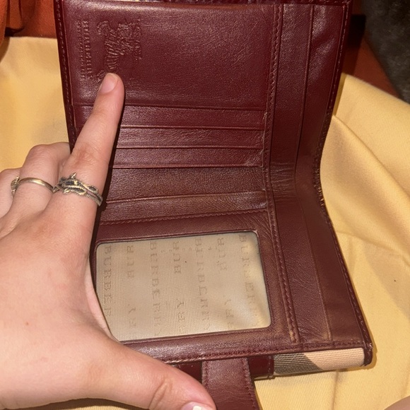 Burberry Nova Check/Red/Maroon Compact Snap Wallet - Picture 5 of 12